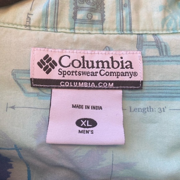 Columbia Mens XL Blue Swordfish Boat Fishing Short Sleeve Button Down Shirt - Picture 5 of 9